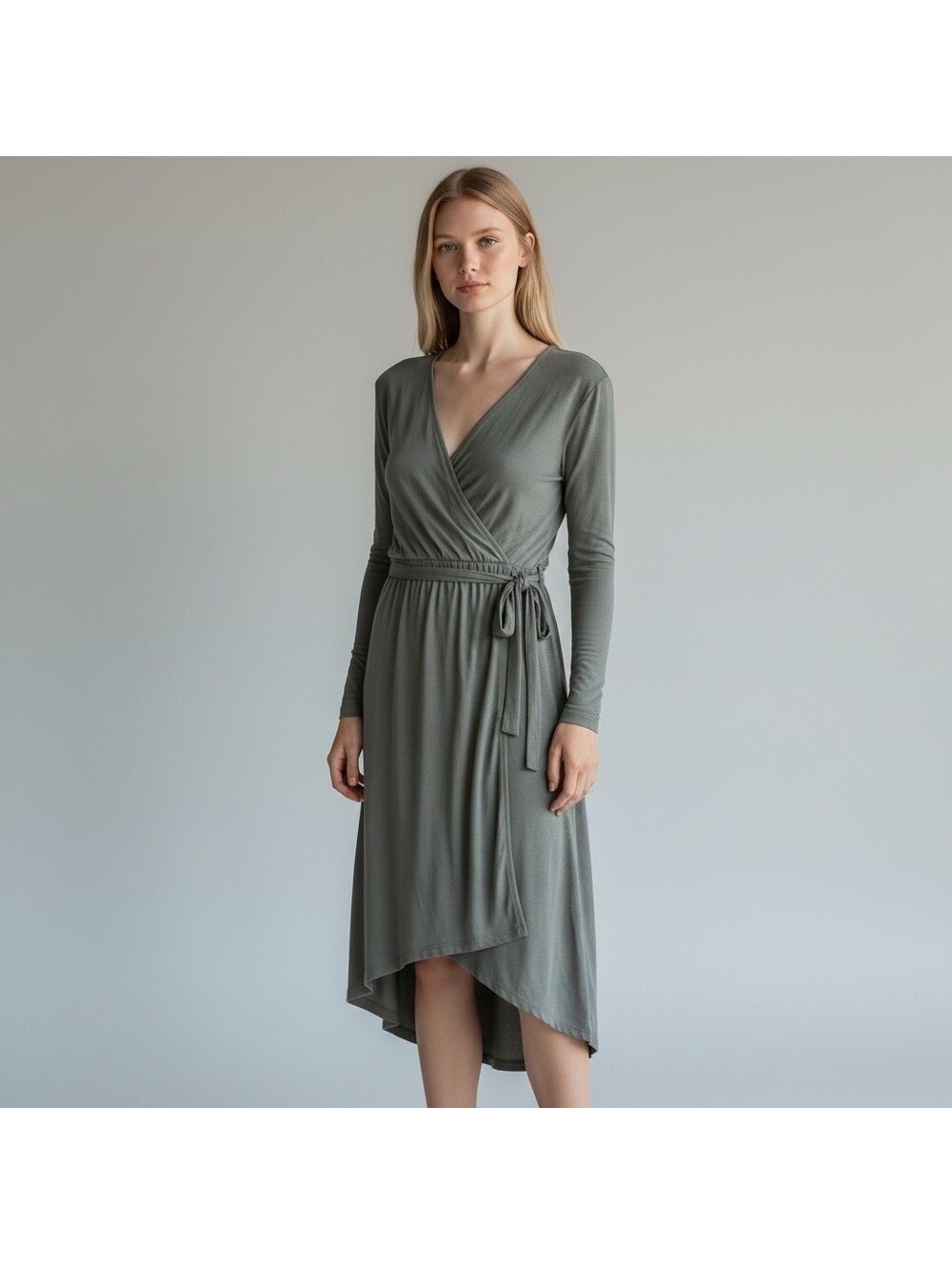 Splendid Women's Long Sleeve Wrap Dress Sage Green Sz XS NWT $138